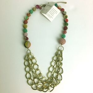 Fair Trade Handmade Brass Chains & Kantha Necklace